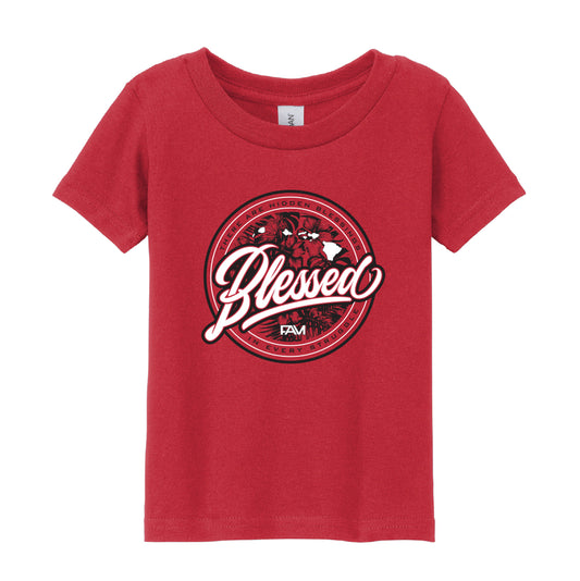 Red Floral Blessed Toddler Tee