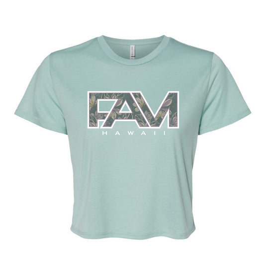 Teal FAM Naupaka Crop Top