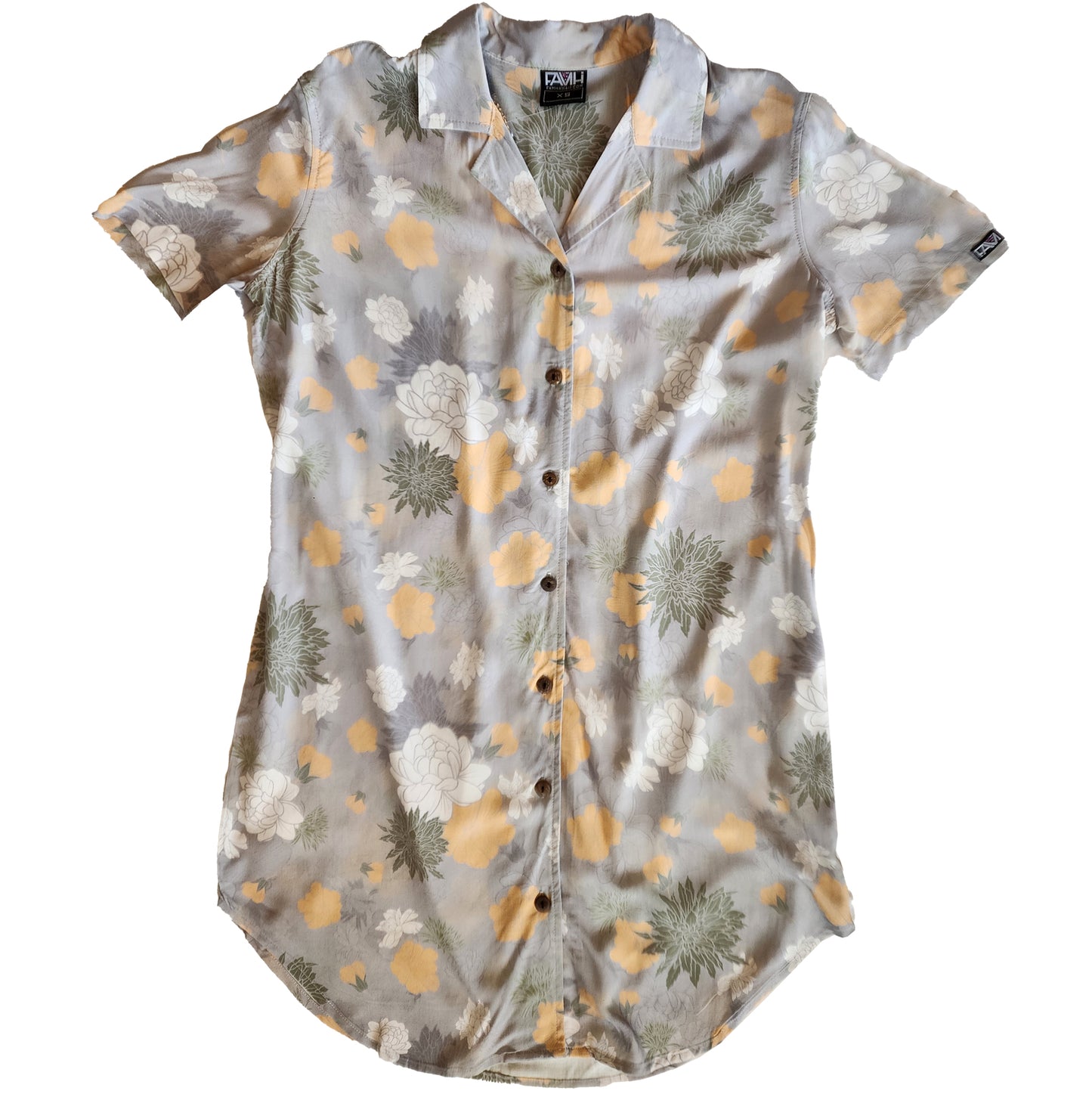 Grey Floral Dress Shirt